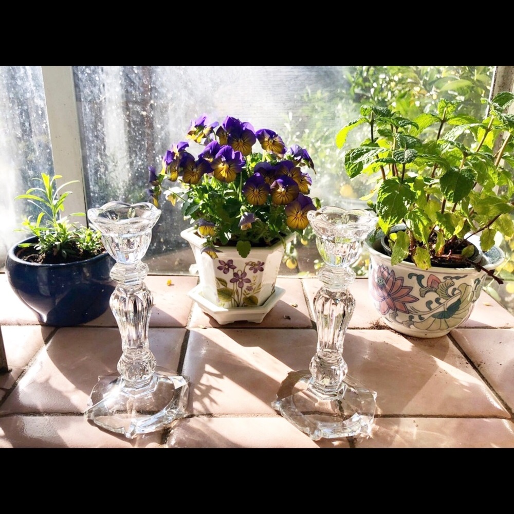 Antique 50s Crystal Candle Holders